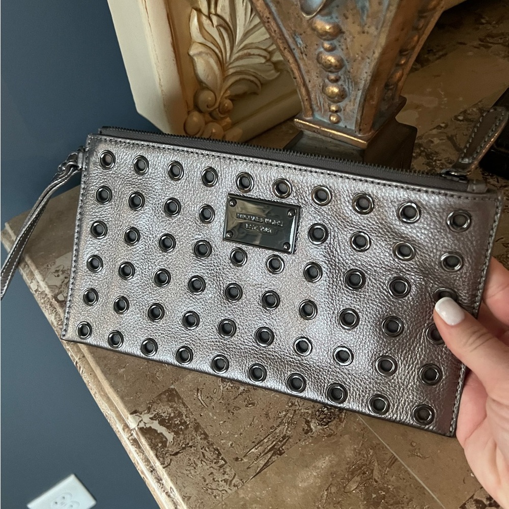 Michael Kors Silver Studded Women's Clutch
